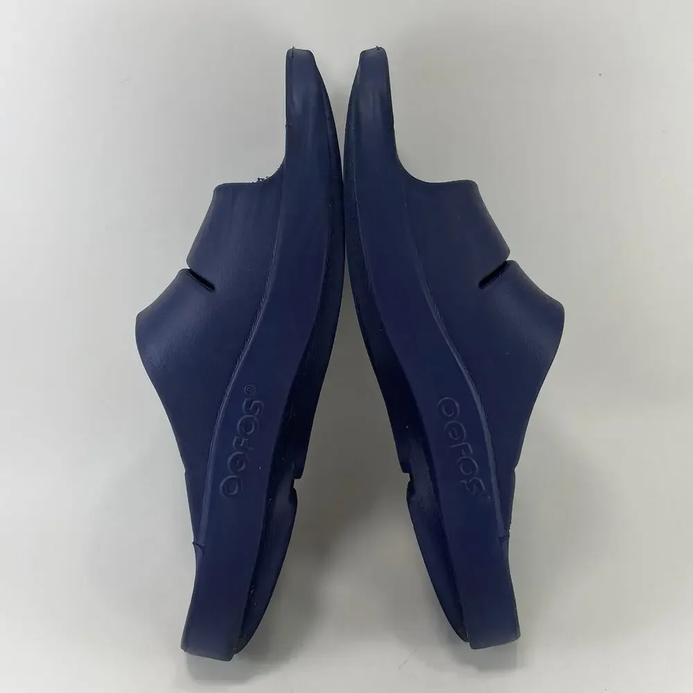 Oofos Ooahh Navy Blue Recovery Sandals Slides Mens Size 9 Comfort Slide Open Toe